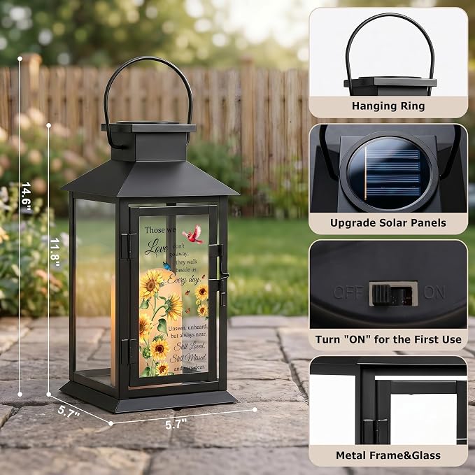 Solar Memorial Lantern Outdoor Waterproof, Sympathy Gifts for Loss of Loved One Mother Father, Remembrance Condolences Grief Gift for Loss, in Memory of Loved One Gifts