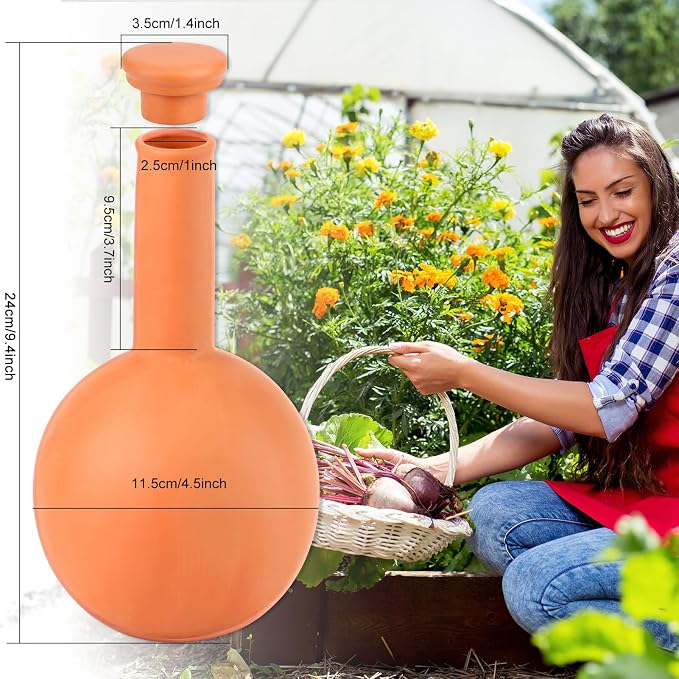 30 oz Terracotta Plant Watering Globes(3Packs), Self-Watering Clay Irrigation Device, Automatic Slow-Release Watering for Indoor & Outdoor Plants, Up to 2 Weeks, for Vacations & Large Potted Plants