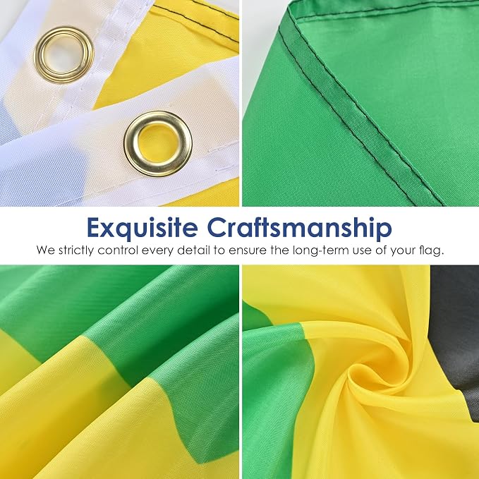 AhfuLife Jamaica Flag Jamaican Flag 3x5 Ft, Large Jamaica National Flags for Outside - Double Side with Brass Eyelets for Jamaican Party Decorations, Bar Garden Street Decoration Indoor Outdoor
