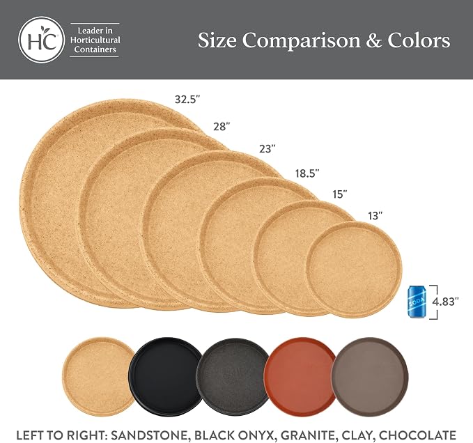 The HC Companies 18.5 Inch Terrazzo Round Plant Saucer, Lightweight UV-Resistant Plastic Outdoor & Indoor Flower Pot Tray, 1-Pack Plant Pot Trays for Garden & Home Decor, Black Onyx