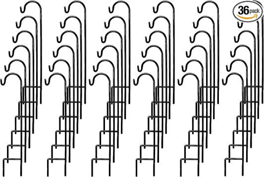 Ashman Shepherd's Hooks 35 Inch (36 Per Pack), Black, Made of Premium Metal for Hanging Solar Lights, Bird Feeders, Mason Jars, Christmas Lights, Lanterns, Garden Stakes and Wedding Décor.