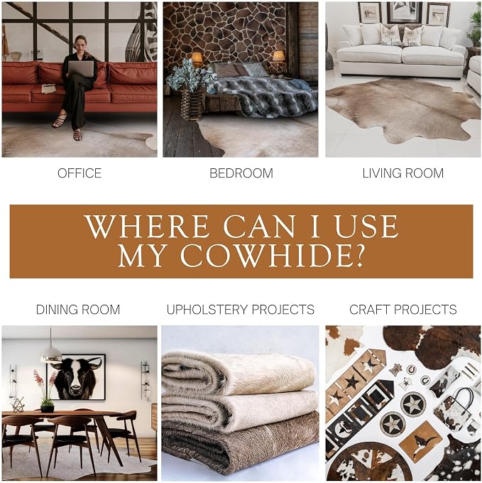 Sunshine Cowhides 100% Genuine Taupe Cowhide Rug - Modern Style Animal Skin Rug & Floor Carpet for Living Room, Bedroom, Kitchen & More - Extra Large (6x7-8 Ft.)