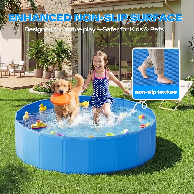 Baby Pool with Canopy, 47" Kiddie Pool with UPF 50+ Sunshade | Foldable Toddler Pool and Kids Pool with Non-slip Design, Portable Setup and Durable Construction for Backyard Summer Fun