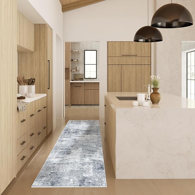 Machine Washable Runner Rugs for Kitchen: 2'x6' Hallway Runner Rug Non Slip Floor Rug with Rubber Backing Faux Wool Soft Low Pile Non Shedding Carpet Runners for Entryway Bedroom Bathroom Farmhouse