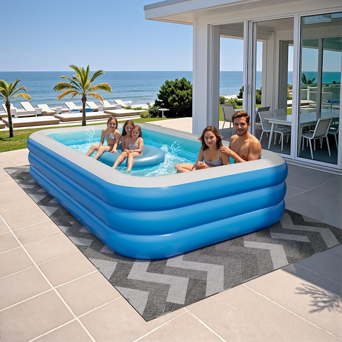 Inflatable Pool for Adults, 103'' x 65'' x 22'' Large Inflatable Pool for Adults, Blow up Pools, Rectangular Family Swimming Poo l, Oversized Thickened Family Inflatable Pools for Outdoor