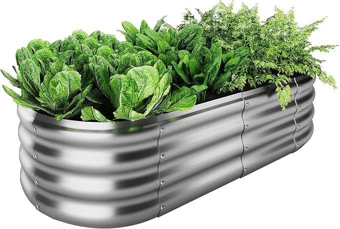 ZFHgarden Galvanized Metal Raised Garden Bed Kit, 4x2x1ft Outdoor Planter Box, Garden Grow Bed for Vegetables, Flowers, Patio Gardening