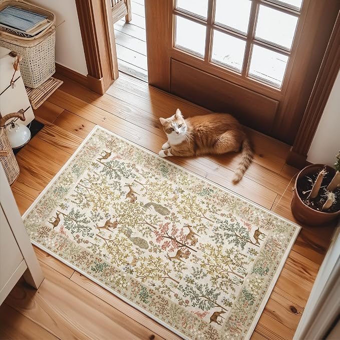 Machine Washable Small Rugs for Entryway: 2x3 Throw Kitchen Rug Door Mat Indoor Entrance Non-Slip Low Pile Soft Area Rugs for Entrance Front Door Indoor Entry Bedroom Kids Room