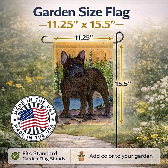 Caroline's Treasures SS8597GF French Bulldog Garden Flag Mailbox Flag Decorative Yard Flag Banner Outside Patio Artwork Yard Flower Beds, Garden Size, Multicolor