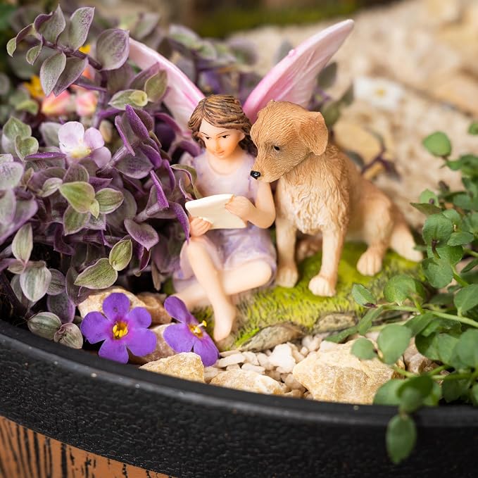 PRETMANNS Fairy Garden Accessories with Fairies for Fairy Garden Outdoor - Miniature Fairy Figurines Set with Animals - Fairy Garden Kit for Indoor Outdoor Gardens