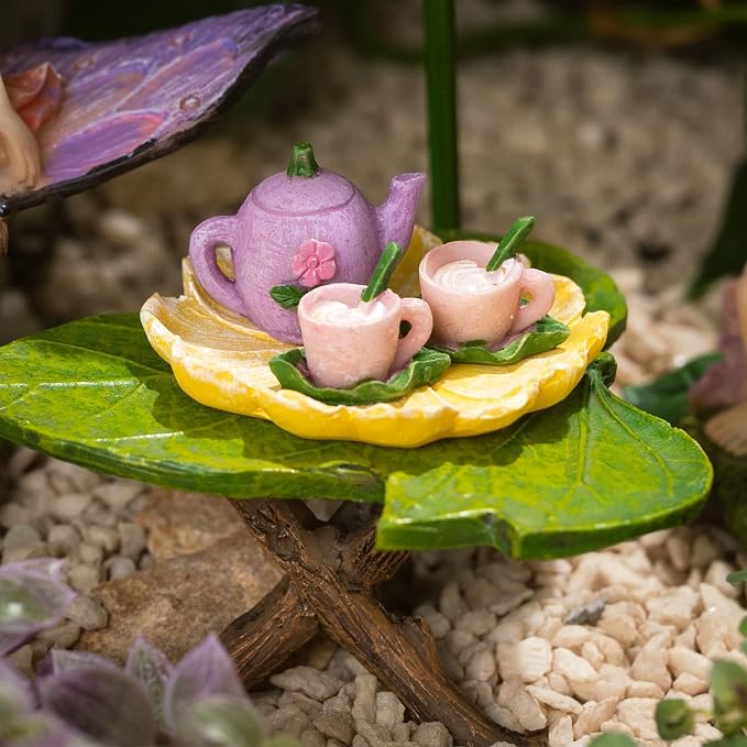 PRETMANNS Fairy Garden Accessories Kit - Adorable Fairies for Fairy Garden Outdoor, Miniature Fairy Figurines with Furniture Set, Fairy Garden Supplies for Indoor Outdoor Décor