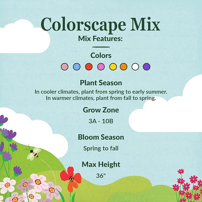 Ferry Morse Flower Seeds - Colorscape Wildflower Mix, Non-GMO, Cut Flower Mix, Full Sun - 1 lb