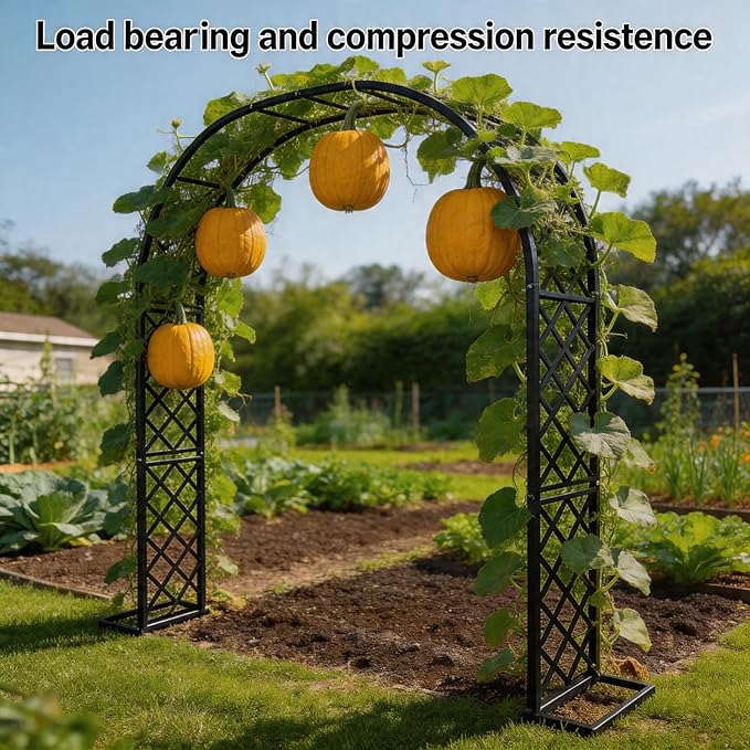 Black Heavy Duty Metal Garden Arch Trellis 90.5" W x 94.5" H for Climbing Plants, Decorative Archway Wedding Arch Frame for Patio, Backyard, Patio, Lawn, Pathway