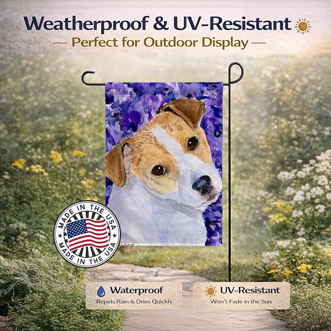 Caroline's Treasures SS8740GF Jack Russell Terrier Garden Flag Mailbox Flag Decorative Yard Flag Banner Outside Patio Artwork Yard Flower Beds, Garden Size, Multicolor