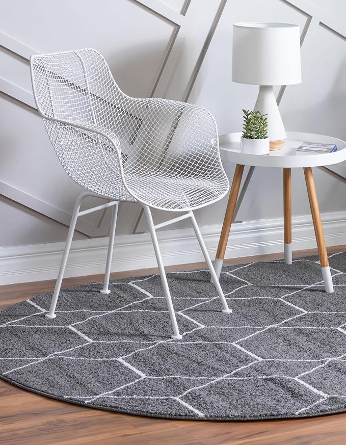Unique Loom Trellis Frieze Collection Area Rug - Geometric (3' x 5' Oval, Dark Gray/ Ivory)