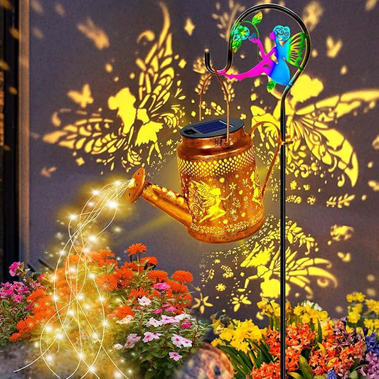 Big Solar Lanterns Outdoor Waterproof, Gifts For Mom Grandma Women Wife Daughter Mother's Day, Fairy Watering Can Garden Decor With Shepherd Hook, Hanging Solar Light Yard Art Outside Patio Path Decor