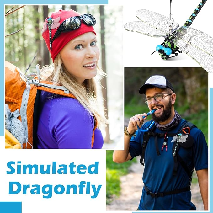 Qualirey Dragonfly Hat Clip Realistic Simulated Dragonfly with Hook Clip Attach to Backpack Hat for Indoor Yard Garden Plant Decor(Blue,1pcs)