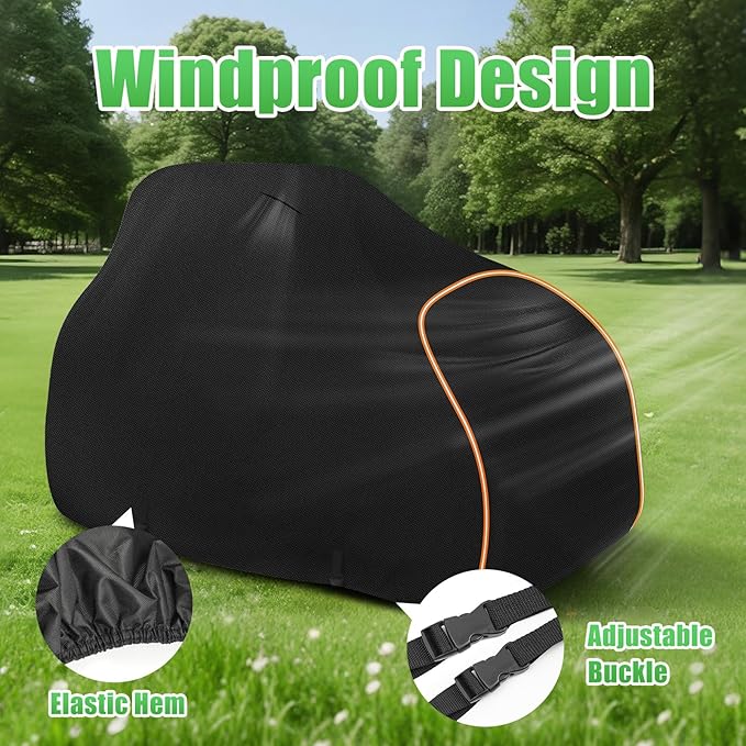 Riding Lawn Mower Cover Heavy Duty Waterproof for Outdoor, 72"x54"x46" | Fits John Deere, Craftsman, Husqvarna, EGO, Greenworks, 420D with Cotton Lining, Windproof Elastic Hem and Buckles