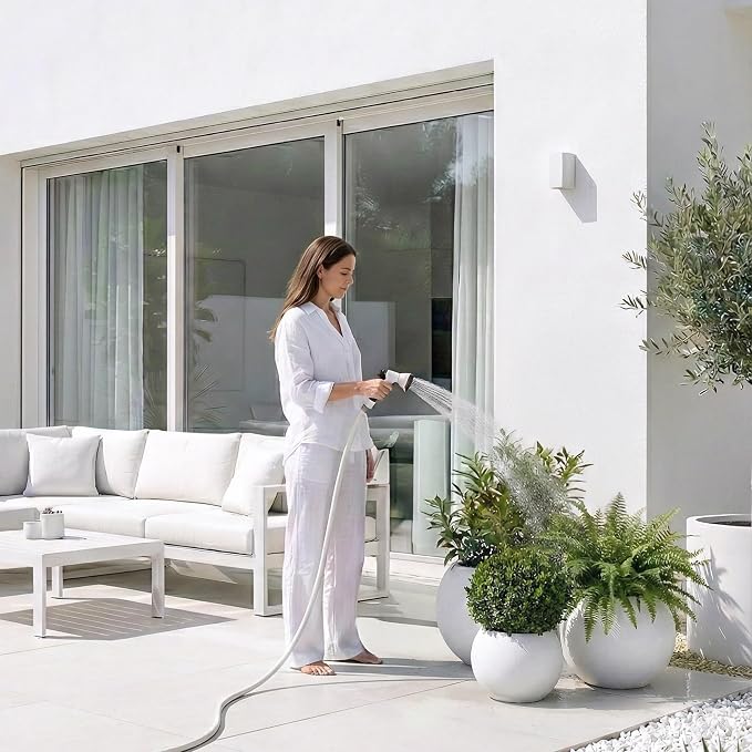 DTY Fiberstone Sphere Planter for Olive Trees, Large Round Globe Planter Indoor Outdoor, White, 70% Lighter Than Stone, Drainage Hole, 2 Coco Mats Included, Medium 16.1" D x 13.6" H