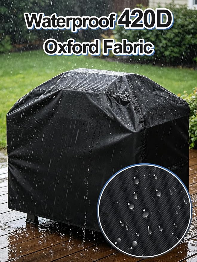 PAMASE 58in Grill BBQ Cover fits Weber Genesis II, LX 300 Series & Genesis 300 Series - Waterproof Gas Cover for Outdoor Grill, UV Fade & Rip Resistant, Compatible with Dyna-Glo, Nexgrill, Char-Broil