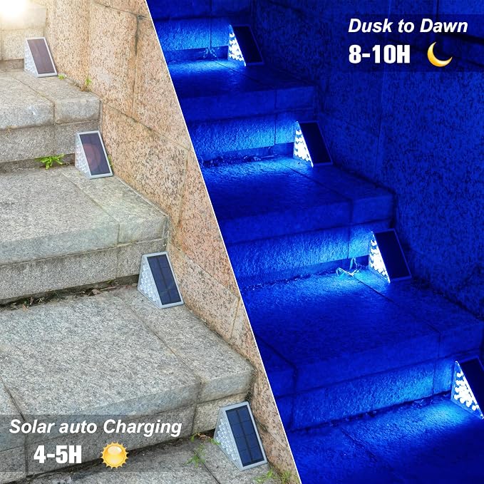 VOLISUN Solar Stair Lights 16 Pack, Solar Step Lights Outdoor, Halloween Light, LED Outdoor Step Light,Outdoor Light Decor for Stair, Deck, Front Step and Front Porch