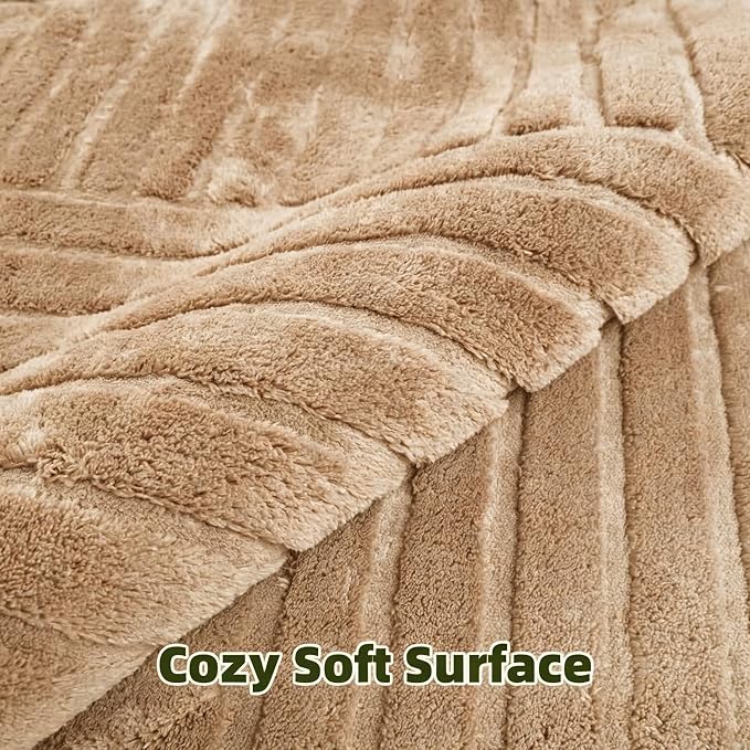 Brown Solid Area Rug 8x10, Washable Non Slip Rugs for Living Room | Soft Fluffy Modern Geometric Boho High-Low Pile Textured Carpet for Bedroom, Dining Room, Kids Room, Nursery,Apartment,Office