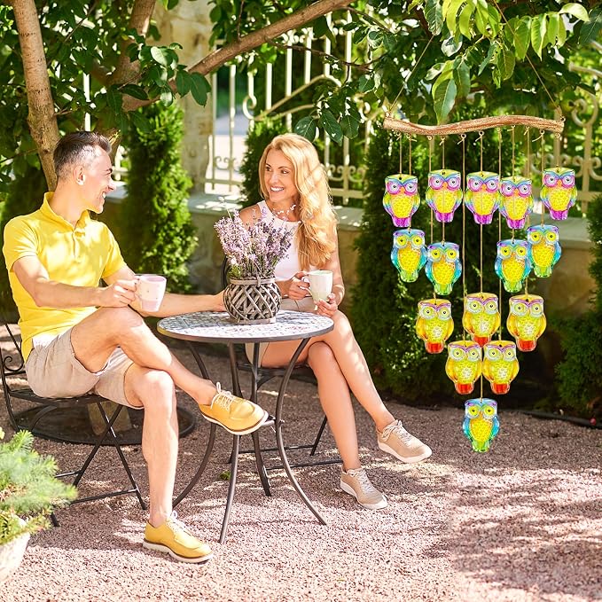 32.8" Color Glass Sea Wind Chimes for Outdoor, Handcrafted Hanging Wind Chimes for Outside, Small Unique Suncatcher Shell Windchimes for Women Gifts Garden Patio Yard Beach Party Wedding Decor