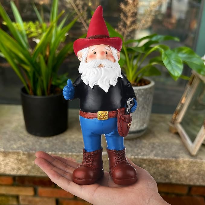 Garden Gnomes Statues for Yard Decorations Outdoor, Funny Cowboy Gnome Garden Lawn Figurines for Home Patio Yard Decor Indoor, Gardening Housewarming Gift