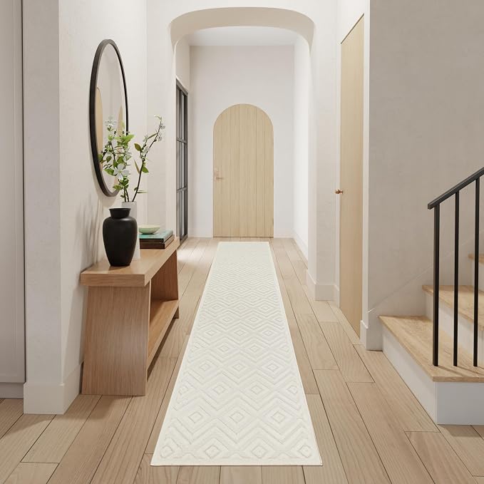 Nourison Home Versatile Ivory White 2'2" x 20' Area Rug - Easy Clean, Non Shedding, Bed Room, Living Room, Dining Room, Kitchen (20' Runner)