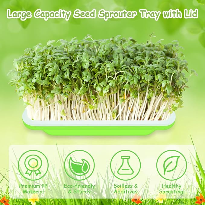 Legigo 16 Pack Seed Sprouter Trays- Soil-Free Cultivation Germination Tray, BPA Free Nursery Tray with Planting Paper for Indoors or Outdoors Sprouting Seeds, Grow Grass, Beans and More
