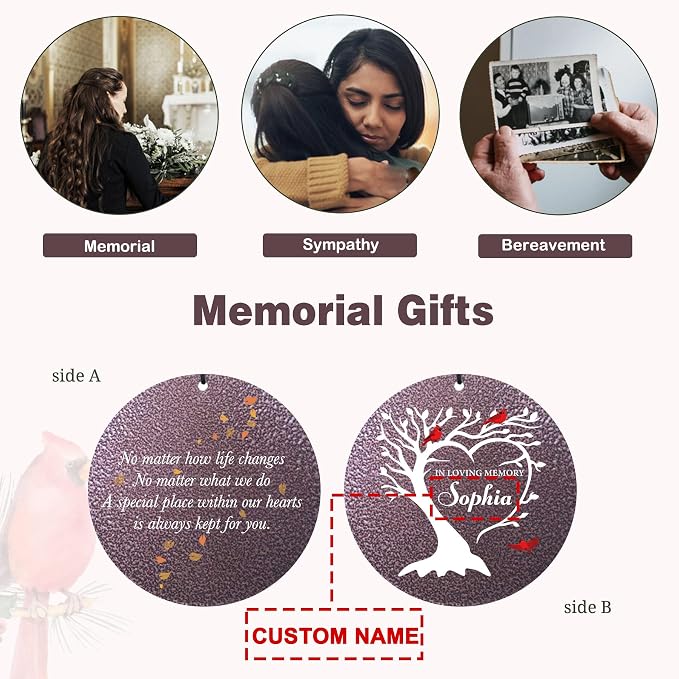Personalized Cardinal Sympathy Wind Chimes, Deep Tone 30/36/45 inch Wind Chimes Sympathy Gifts for Loss of Loved One, in Loving Memory Windchimes for Loved Ones Lost, Garden Decor, Produced in Texas