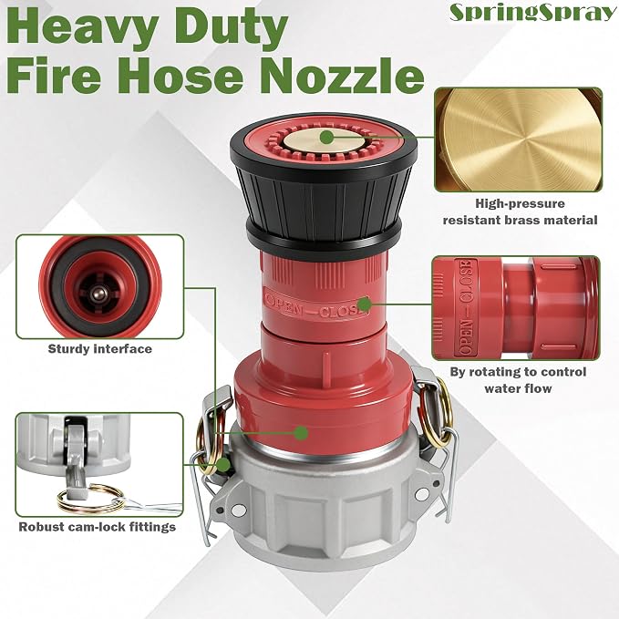 2" NPSH Aluminum Camlock Fitting Coupling With Heavy-Duty Industrial Fire Hose Nozzle 2 inch Fire Equipment Constant Flow Fog Nozzle
