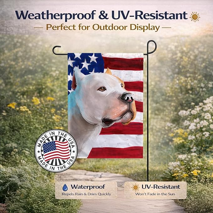 Caroline's Treasures CK6459GF Brazilian Dogo American Flag Garden Flag Mailbox Flag Decorative Yard Flag Banner Outside Patio Artwork Yard Flower Beds, Garden Size, Multicolor