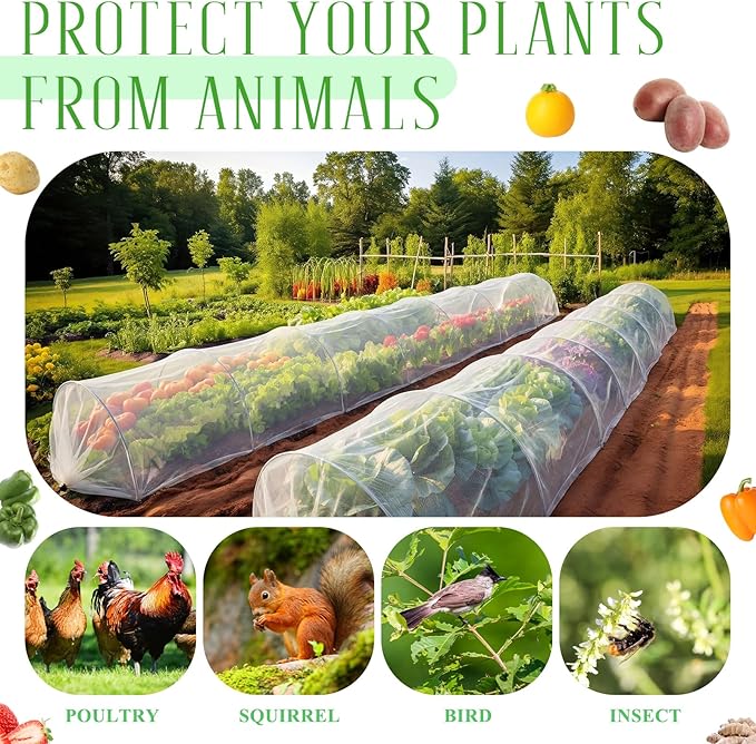 2 Pcs 18 x 118 inch Mesh Garden Greenhouse Tunnel Netting Protection Netting Pest Barrier Vegetable Plant Ultra Fine Mesh Cover Fruit Flowers Row Cover for Raised Beds Garden Greenhouse