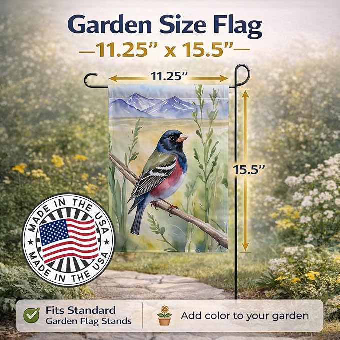 Caroline's Treasures Colorado Lark Bunting Garden Flag Mailbox Flag Decorative Yard Flag Banner Outside Patio Artwork Yard Flower Beds, Garden Size, Multicolor