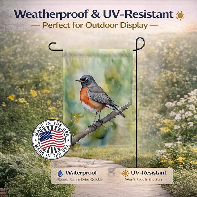 Caroline's Treasures Connecticut American Robin Garden Flag Mailbox Flag Decorative Yard Flag Banner Outside Patio Artwork Yard Flower Beds, Garden Size, Multicolor