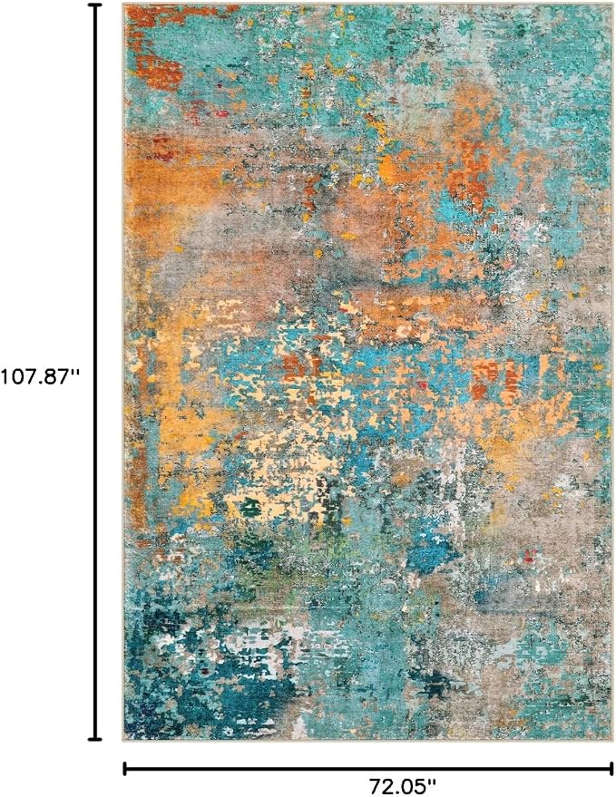 Lahome Modern Abstract Area Rug 6x9 Rugs for Living Room, Washable Accent Bedroom Rug Low Pile Non Slip, Colorful Soft Indoor Contemporary Carpet for Dining Room Table Apartment