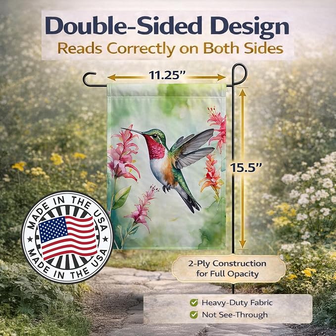 Caroline's Treasures Broadtailed Hummingbird Garden Flag Mailbox Flag Decorative Yard Flag Banner Outside Patio Artwork Yard Flower Beds, Garden Size, Multicolor