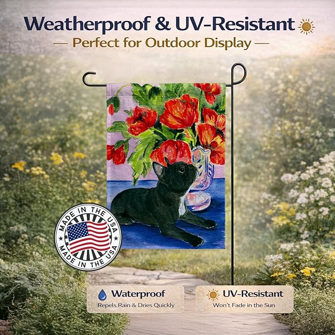 Caroline's Treasures SS8308GF French Bulldog Garden Flag Mailbox Flag Decorative Yard Flag Banner Outside Patio Artwork Yard Flower Beds, Garden Size, Multicolor