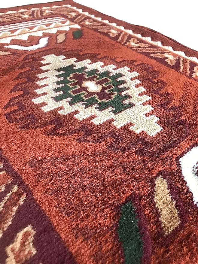 YHSF South West Native American Area Tribal Rug - Rust, 2' x 3' 4" | Easy-Clean, Soft & Durable Tribal Rug for Living Room, Bedroom, Kitchen & More - Stain-Proof Runner for Home Decor