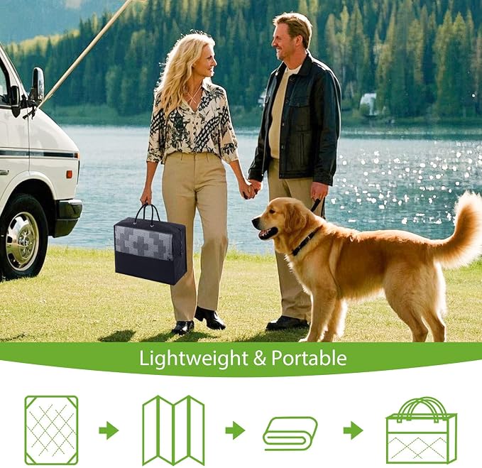 Smiry Waterproof Outdoor Rug 6x9 ft, Reversible Plastic Straw Patio Camping Rugs, Outdoor Indoor RV Mat Carpet for Patio, Outside Entry, Backyard, Deck, Bench, Picnic, Camper, Black & Grey