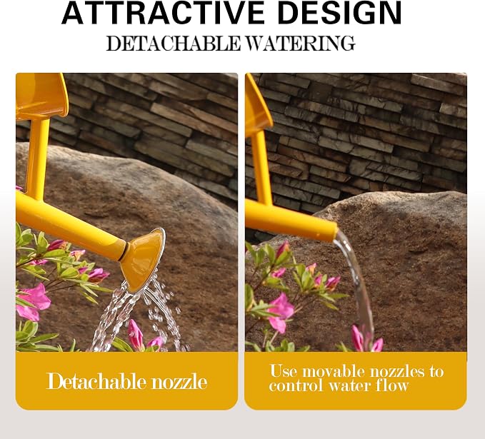 Metal Watering Can with Stainless Steel Handle for Outdoor and Indoor Plants, Watering Can Decor, 1.5 Gallon (Yellow)