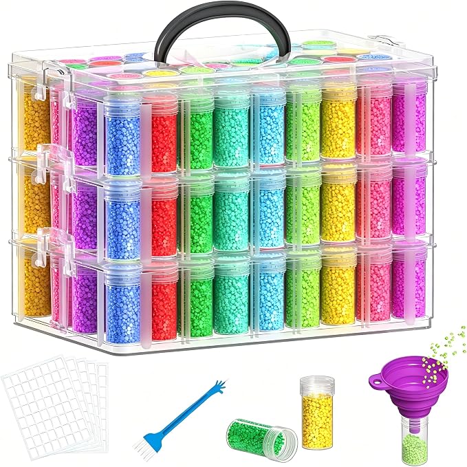 3-Tier Diamond Painting Storage Box,156 Slot Diamond Art Storage，Suitable for Pills, Seed, DIY Diamond Art Storage Containers
