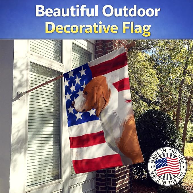 Caroline's Treasures CK6506CHF Drever Dog American Flag House Flag Large Porch Sleeve Pole Decorative Outside Yard Banner Artwork Wall Hanging, Polyester, House Size, Multicolor