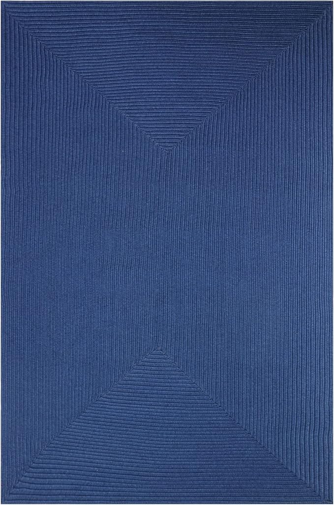 Superior Indoor/ Outdoor Large Area Rug, Reversible Braided Home Floor Decor for Living Room, Kitchen, Entryway, Patio, Front Porch, Deck, Modern, Boho, Farmhouse Style, 4' x 6', Denim Blue
