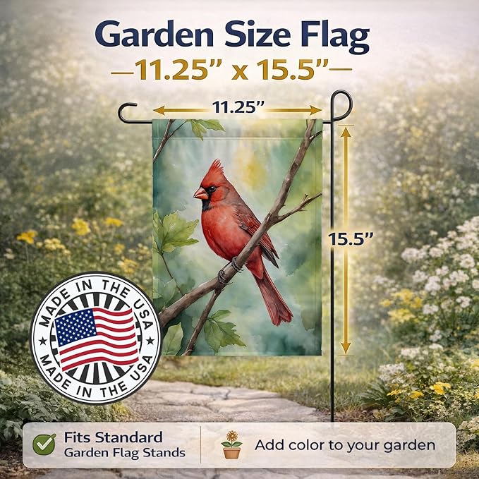 Caroline's Treasures West Virginia Northern CardInal Garden Flag Mailbox Flag Decorative Yard Flag Banner Outside Patio Artwork Yard Flower Beds, Garden Size, Multicolor