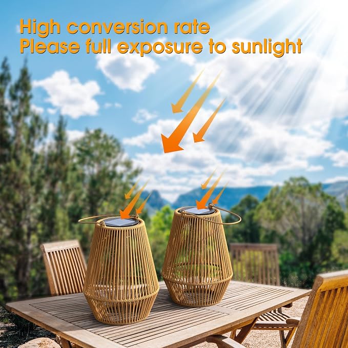 Solar Lanterns Outdoor Waterproof, KagoLing Solar Lanterns Outdoor Gifts for Women Mom Grandma Hanging Solar Lights Outdoor Handwoven Rattan Garden Decor for Outside, Patio, Yard, Porch, Lawn, 1 Pack