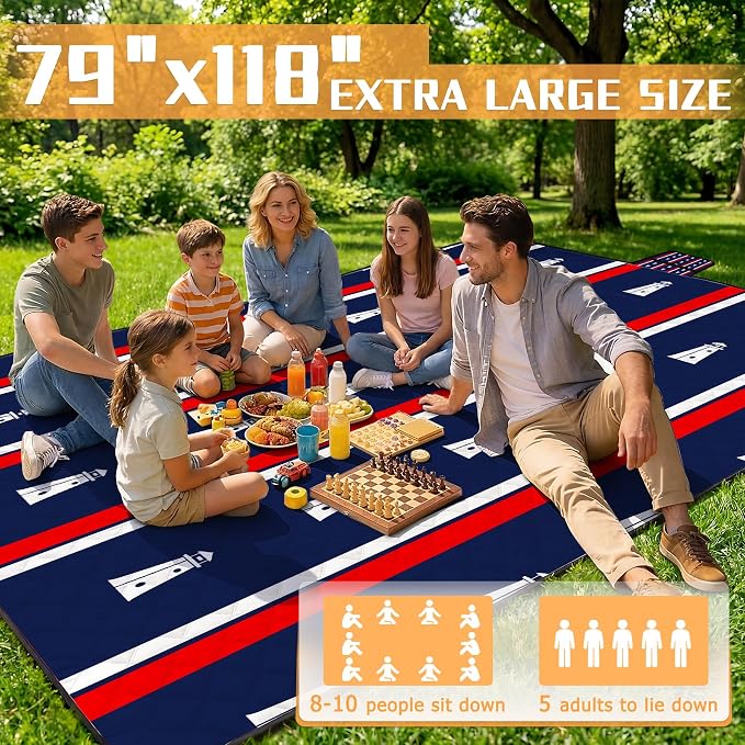 79" x 118" Picnic Blanket Extra Large,Waterproof Sandproof Foldable Outdoor Blanket Beach Blanket Ocean Picnic Mat for Camping,Lawn,Park(Lighthouse)