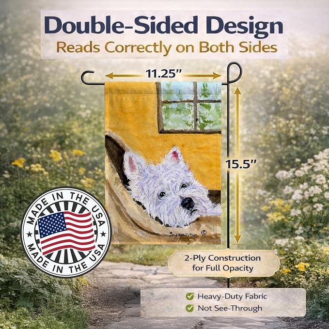 Caroline's Treasures SS8785GF Westie Garden Flag Mailbox Flag Decorative Yard Flag Banner Outside Patio Artwork Yard Flower Beds, Garden Size, Multicolor