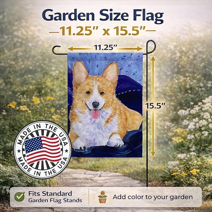 Caroline's Treasures SS8414GF Corgi Garden Flag Mailbox Flag Decorative Yard Flag Banner Outside Patio Artwork Yard Flower Beds, Garden Size, Multicolor