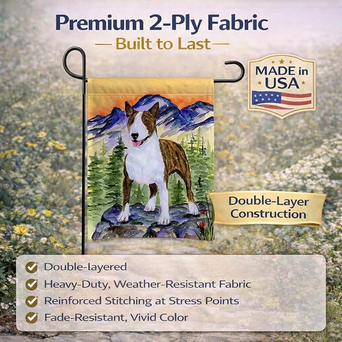 Caroline's Treasures SS8167GF Bull Terrier Garden Flag Mailbox Flag Decorative Yard Flag Banner Outside Patio Artwork Yard Flower Beds, Garden Size, Multicolor